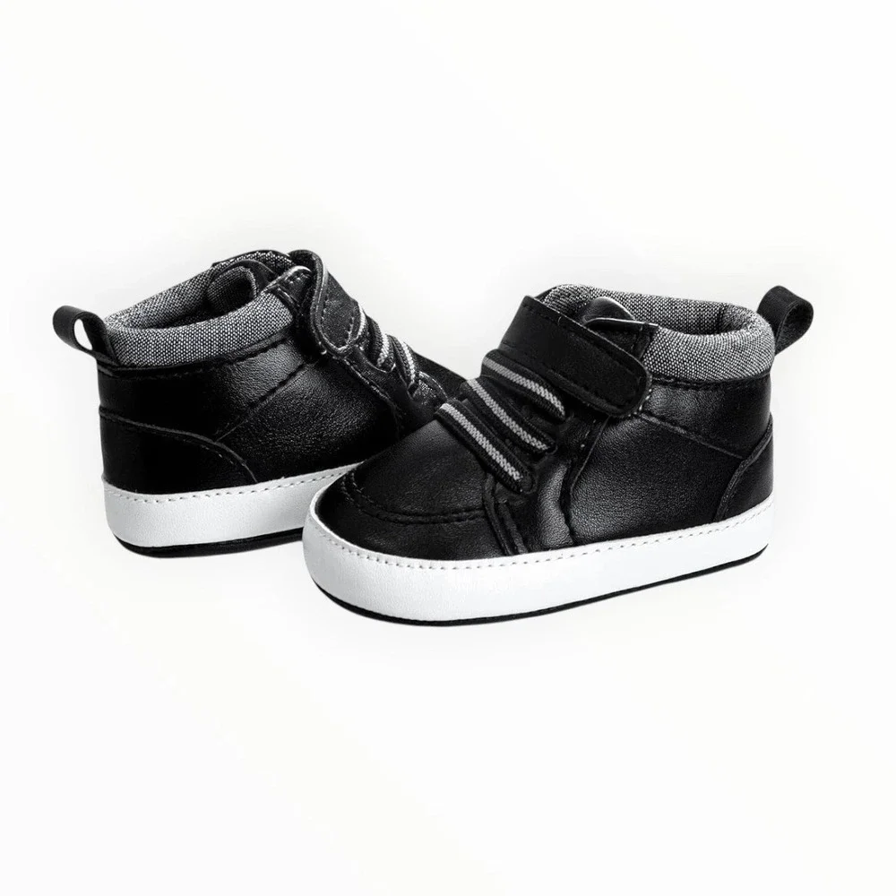 Josmo Unisex Baby Sneakers Size 4‎ Infant Slip On Casual Crib Shoes Black